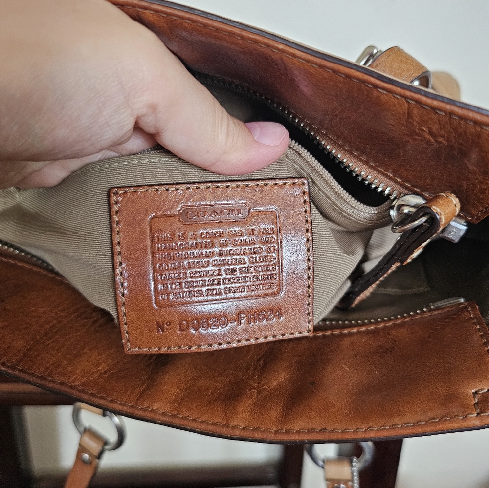 Coach Y2K Elegant Gallery Tote Bag Tan Leather Side Turnlocks Carryall F11524‎ - Picture 9 of 14